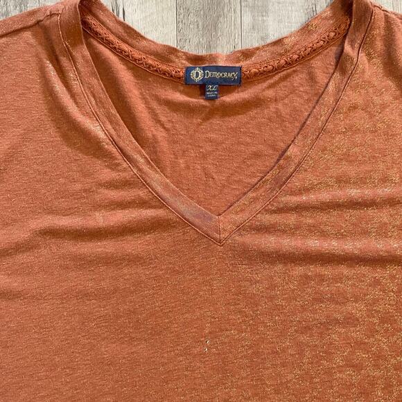 Democracy Rust V-Neck Blouse - Picture 9 of 13